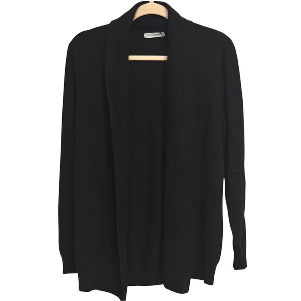 Mariyaab Cashmere Black Women Open Cardigan Sweater size L